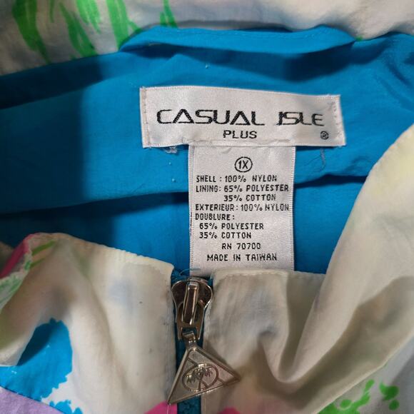 Vintage Isle Plus Track Set Womens 1X Plus Blue Floral Windbreaker Jacket 80s - Picture 6 of 16